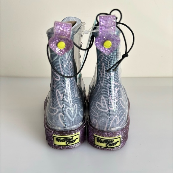 Western Chief Baby/Toddler Girls' Light Up Heart Glitter Rain Boots - Purple - Picture 5 of 8